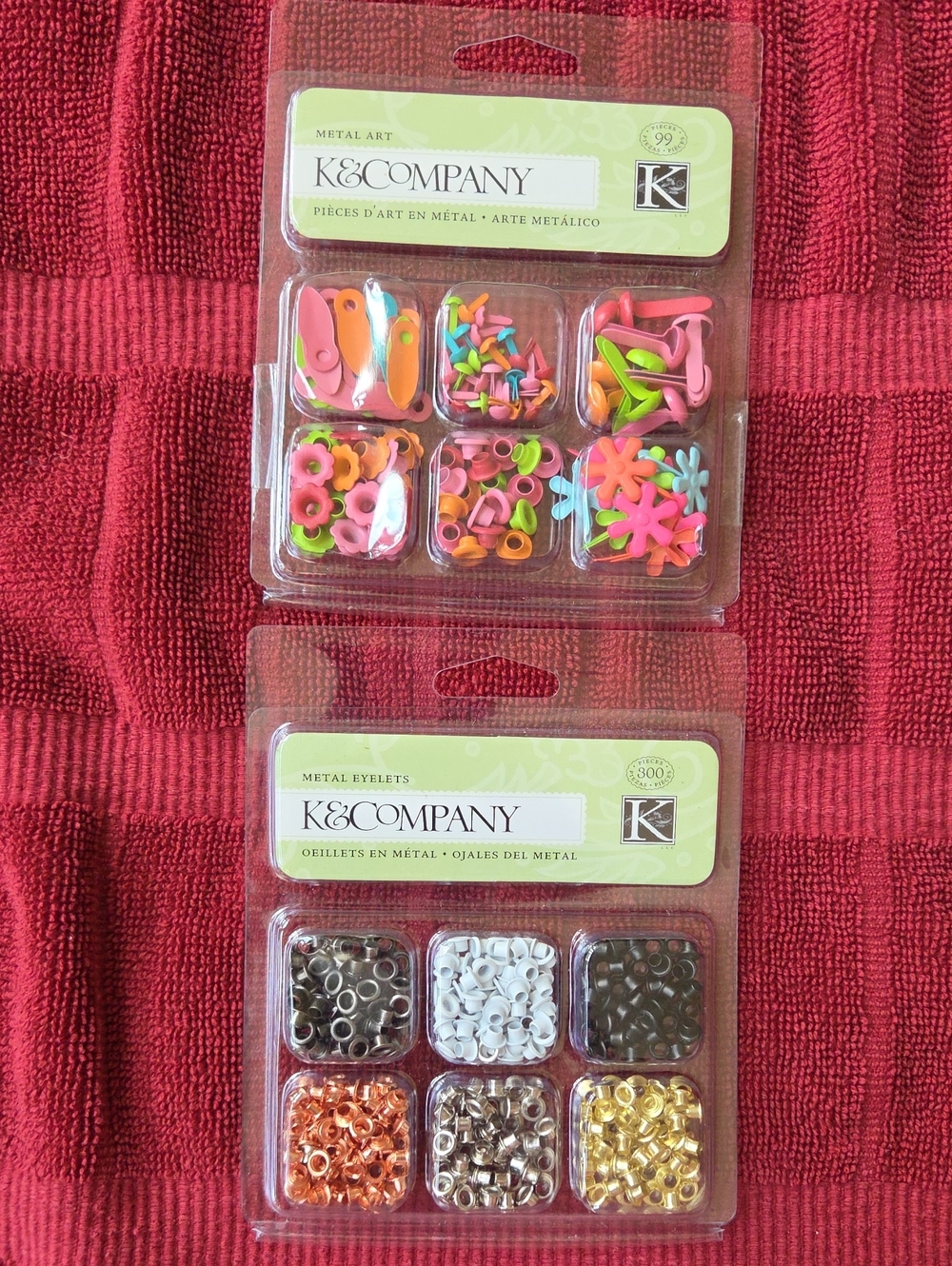K & Company Lot Of 2 Metal Brads And Eyelets